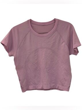 lululemon athletica swiftly, tech cropped short sleeve 2.0 in Vita pink